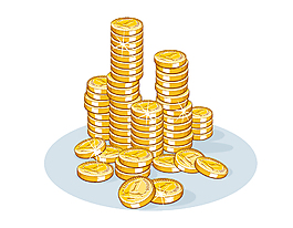 圆形经济储蓄金币矢量图