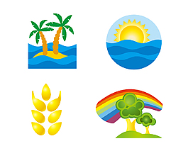 晴朗海滩标识矢量图