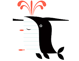 手绘创意海豚便签纸矢量图