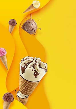 黄色冰淇淋夏季背景