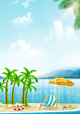 唯美夏天沙滩海滩出游背景