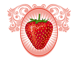 卡通粉色花纹边框草莓元素