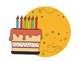 矢量手绘庆祝生日蛋糕