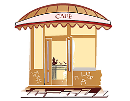 手绘咖啡馆矢量图
