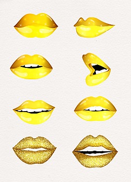 金黄色卡通嘴唇设计