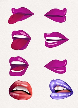 紫红色卡通嘴唇设计