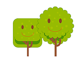 卡通绿色树木矢量元素
