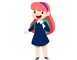 卡通文静女孩矢量元素