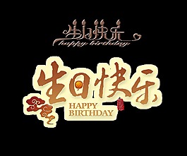 生日快乐两种风格艺术字字体设计