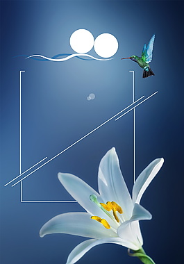 清新美丽百合花广告背景