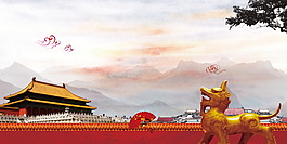 霸气辉煌北京宫殿广告背景