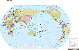 世界地图二1:1亿8开分国设色