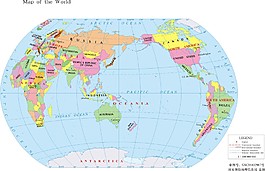 世界地图1:1.8亿32开（英）分国设色