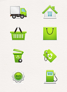 绿色手绘现代环保购物运输物流元素设计
