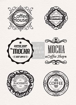 深色徽章样式咖啡店标志素材