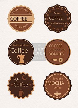 咖啡色的徽章咖啡店标志素材