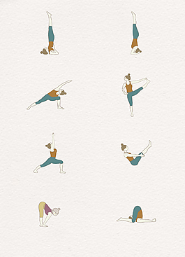 8款手绘瑜伽动作矢量设计