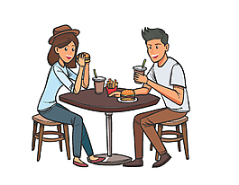 情侣一起吃饭动漫图片图片