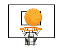 卡通黄色篮球球篮矢量元素