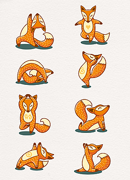 练瑜伽的狐狸矢量素材