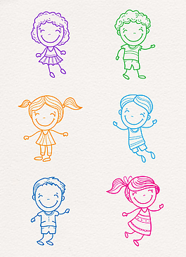 6款彩绘儿童矢量素材