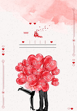 浪漫热烈红色爱心气球广告背景