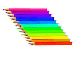 矢量手绘彩色绘画铅笔