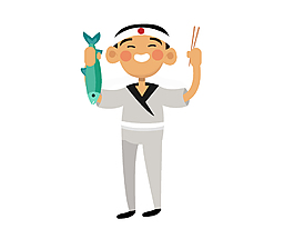 高兴制作料理的男孩
