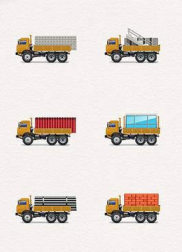 矢量长途运输货车侧面图设计