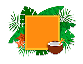 创意椰子树叶装饰矢量图