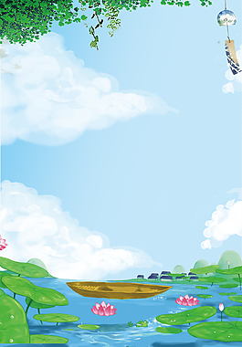 手绘卡通夏天背景