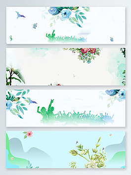 卡通手绘水彩夏末促销banner背景