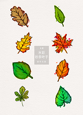水彩秋季树叶设计元素