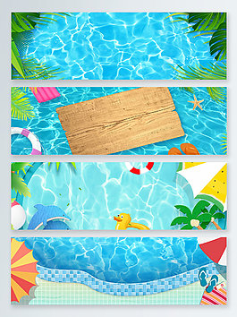 海纹清新卡通banner背景