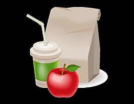 新鲜红色苹果与饮料矢量图