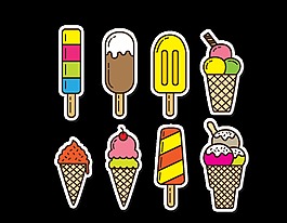 卡通色彩雪糕冰淇淋元素