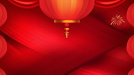 中国传统红色灯笼海报背景