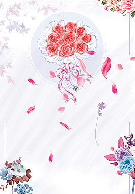彩绘鲜花花瓣教师节广告背景素材