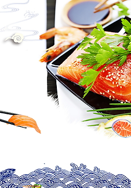 日式料理刺身三文鱼背景