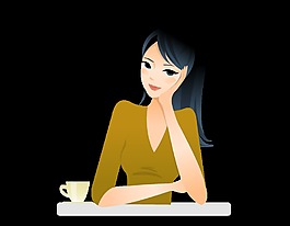手绘美女元素
