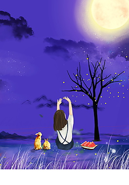 中秋节踏月归乡广告背景素材