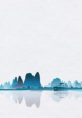 简约白露节气桂林山水风景背景素材