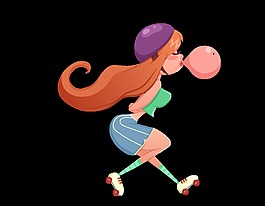 手绘时髦女郎元素