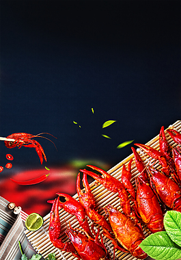 美味香辣小龙虾美食海报背景