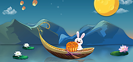 中秋团圆喜庆卡通banner背景