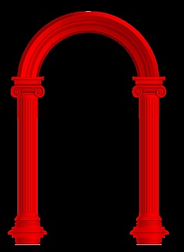 红色喜庆复古拱门装饰素材