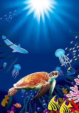 时尚海洋世界海报背景