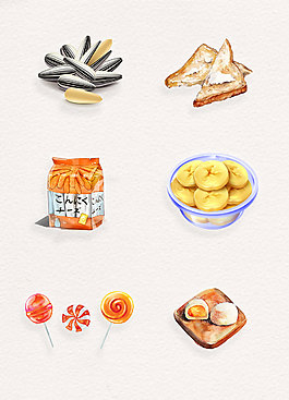 休闲零食卡通手绘食品设计