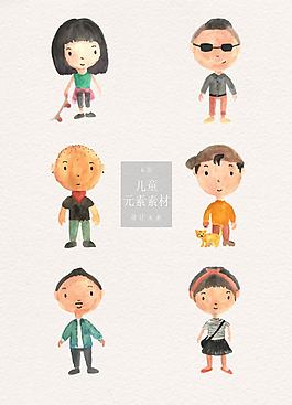 怀旧的手绘儿童素材
