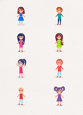 8款卡通可爱女孩人物素材设计